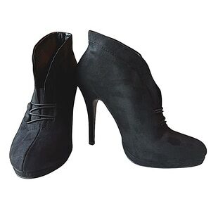 Apt. 9 Designer Beautiful Black Heeled Ankle Suede Stiletto Fashion Nova Shoes